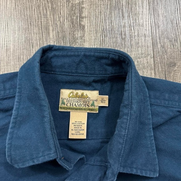 Cabela’s Deerskin Soft Chamois Button Shirt Heavy Cotton Navy Blue - Picture 4 of 4